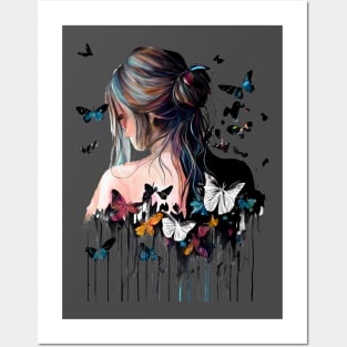 Butterfly girl watercolors Posters and Art